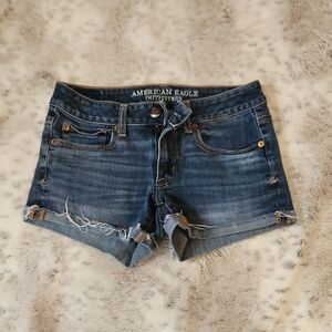 American Eagle Outfitters Distressed Blue Jean Shorts-Shortie